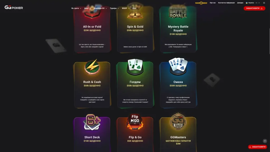 GGpokerok варіанти ігор