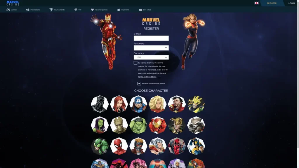 Створити акаунт Marvel