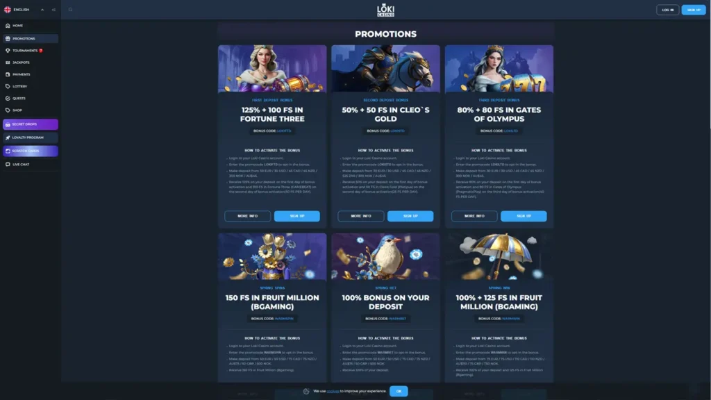 Акційні пропозиції Loki Casino